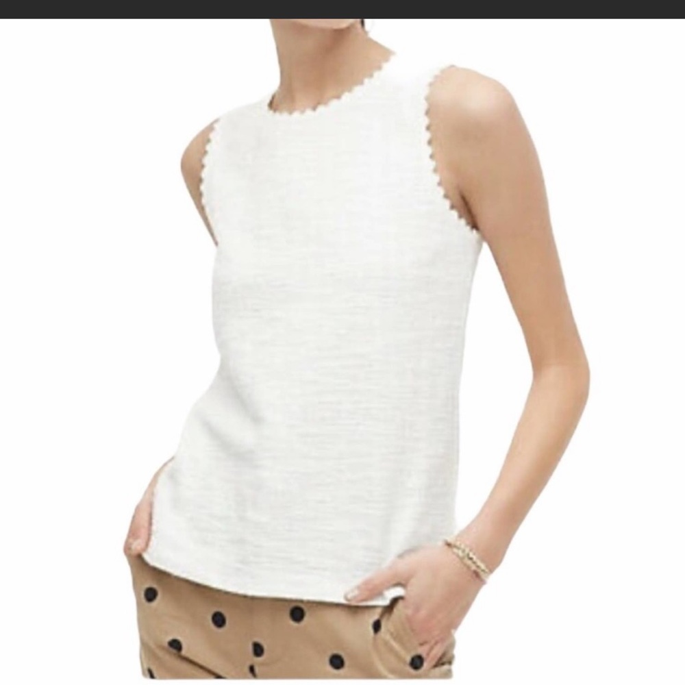 NWOT J. Crew Factory textured tank top with scallop trim in red